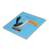 Funny gele paardenvogel cartoon tegeltje (Zijkant)