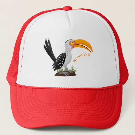 Funny gele paardenvogel cartoon trucker pet (Voorkant)