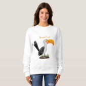 Funny gele paardenvogel cartoon trui (Voorkant volledig)
