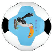 Funny gele paardenvogel cartoon voetbal (Gedraaid)