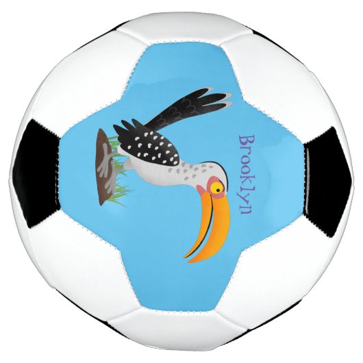 Funny gele paardenvogel cartoon voetbal (Gedraaid)