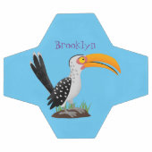 Funny gele paardenvogel cartoon voetbal (Enkel)