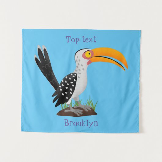 Funny gele paardenvogel cartoon wandkleed (Voorkant (horizontaal))