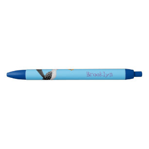 Funny gele paardenvogel cartoon zwarte inkt pen