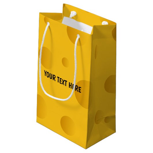 Funny gele zwitserse kaas op maat klein cadeauzakje (Achterkant Gekanteld)