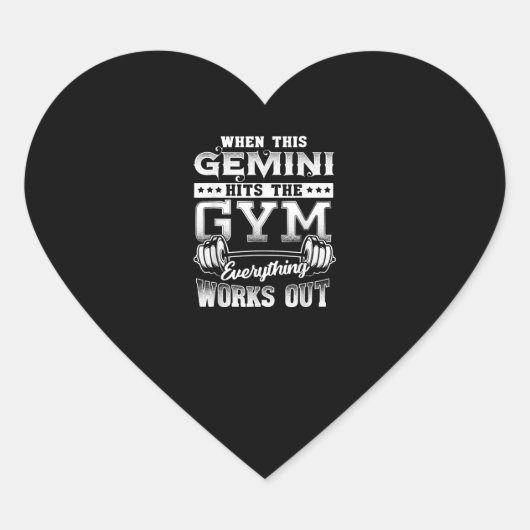 Funny Gemini Gym Workout Design Hart Sticker (Voorkant)