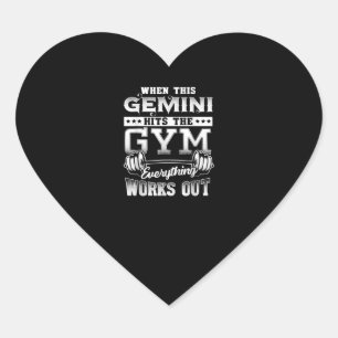 Funny Gemini Gym Workout Design Hart Sticker