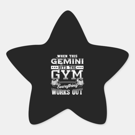 Funny Gemini Gym Workout Design Ster Sticker (Voorkant)