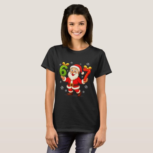 Funny Gen Alpha Slang 6 7 Christmas Santa Six Seve T-shirt (Voorkant volledig)