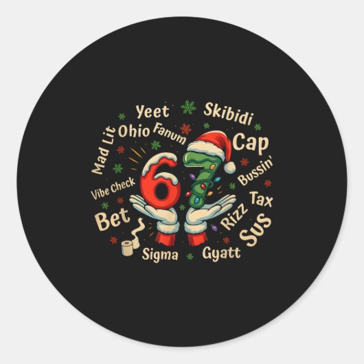 Funny Gen Z Christmas 67 Meme Holiday Trendy  Ronde Sticker (Voorkant)
