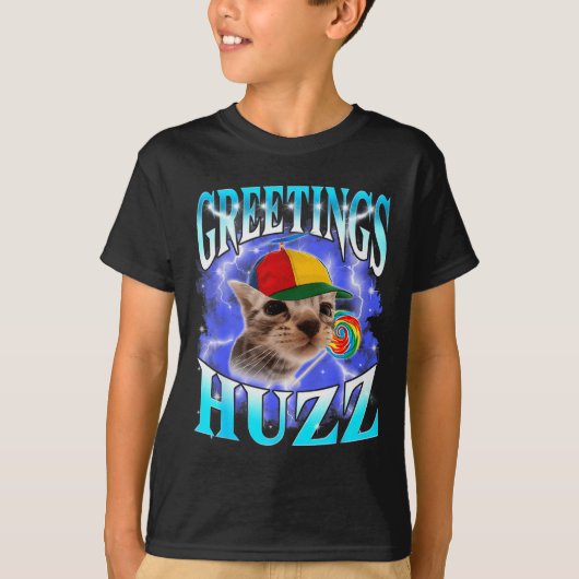 Funny Gen Z Gen Alpha Slang Cat Meme Greetings Huz T-shirt (Voorkant)