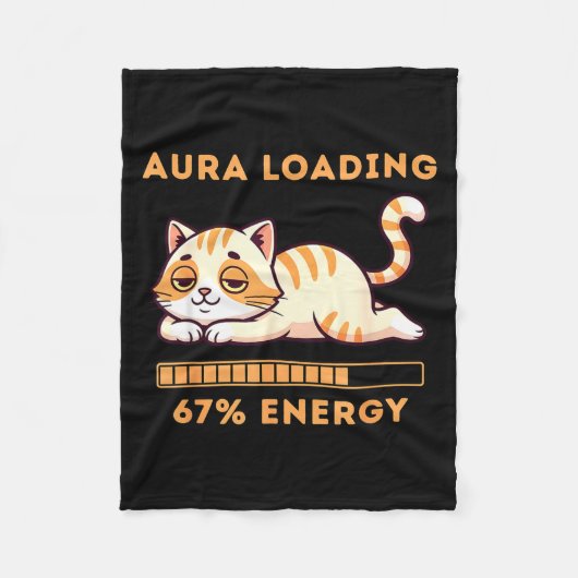Funny Gen Z Meme 67 Cat Aura Cat Loading 67 Percen Fleece Deken (Voorkant)