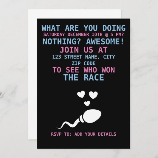 Funny gender onthulling kaart (Voorkant / Achterkant)