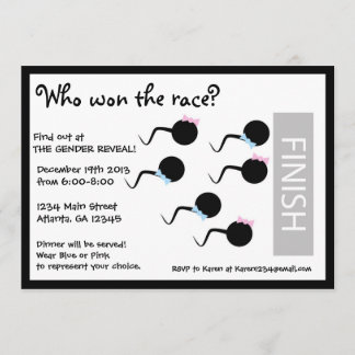 Funny Gender Rekaly Party Invitation - Sperm Race Kaart