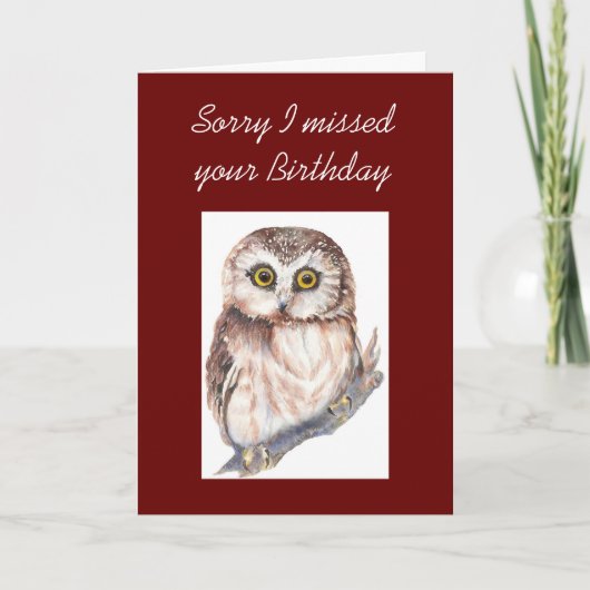 Funny General Belated Birthday, Cute Owl Kaart (Voorkant)