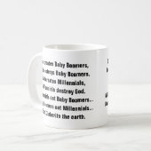 Funny Generation X Baby Boomer Millennial Joke Koffiemok (Voorkant links)