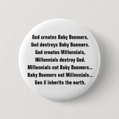 Funny Generation X Baby Boomer Millennial Joke Ronde Button 5,7 Cm (Voorkant)