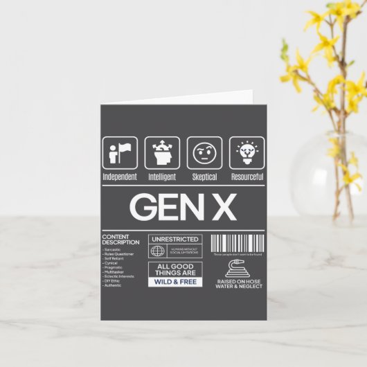 Funny Generation X Characteristics Mens Navy  Kaart (Gele Bloem)