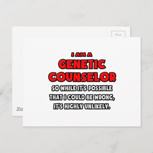 Funny Genetic Counselor ... Highly Unlikely Briefkaart (Voorkant / Achterkant)