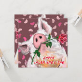 Funny Gentleman Pig Valentijnsdag Kaart (Voorkant / Achterkant in situ)