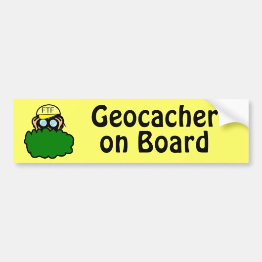 Funny Geocacher aan boord Geocaching Bumpersticker (Voorkant)