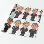 Funny George W Bush Political Caricature Cadeaupapier (Uitgerold)