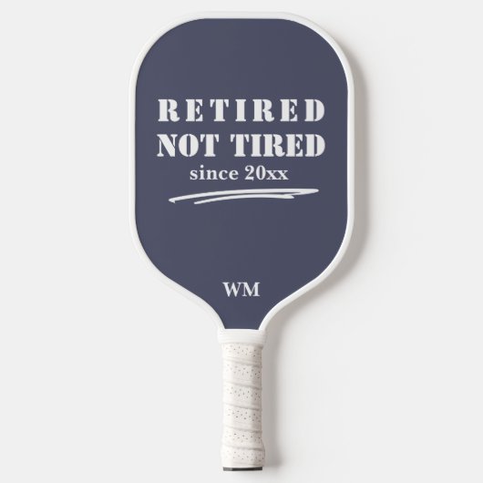 Funny Gepensioneerd niet Moe Jaar Initialen Grijs Pickleball Paddle (Voorkant)