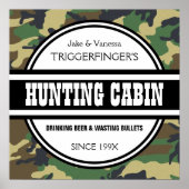 Funny Gepersonaliseerd Camo Hunting Cabin Sign Pos Poster (Voorkant)