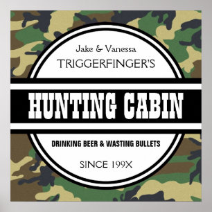 Funny Gepersonaliseerd Camo Hunting Cabin Sign Pos Poster