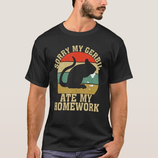 Funny Gerbil Owner School My Gerbil Ate My Homewor T-shirt (Voorkant)