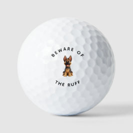 Funny German Shepherd "Beware of the Ruff"  Golfballen