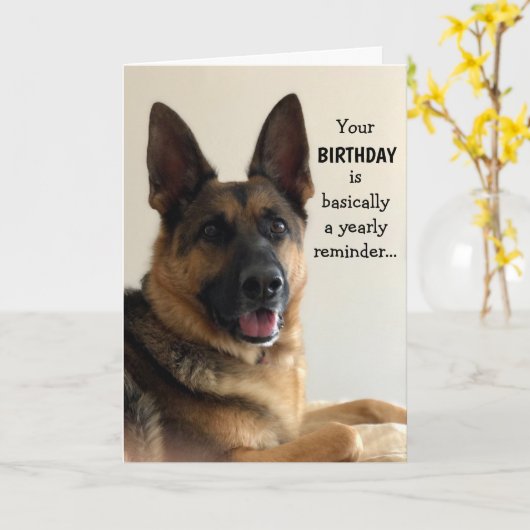 Funny German Shepherd Birthday Card Kaart (Gele Bloem)