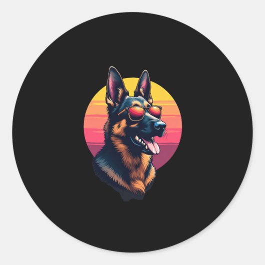 Funny German Shepherd Dog Design Art Costume Outfi Ronde Sticker (Voorkant)