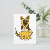 Funny German Shepherd Dog Drink Beer Art Briefkaart (Staand voorkant)