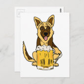 Funny German Shepherd Dog Drink Beer Art Briefkaart (Voorkant / Achterkant)
