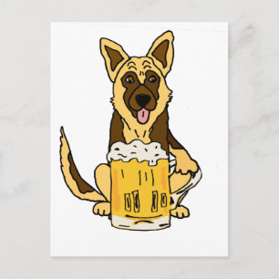 Funny German Shepherd Dog Drink Beer Art Briefkaart