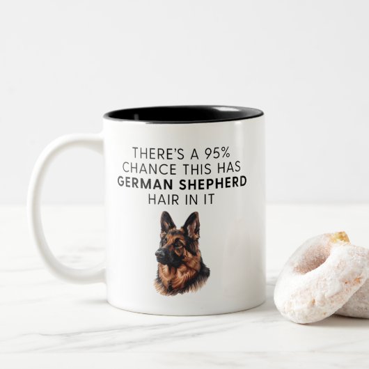 Funny German Shepherd Dog Hair Tweekleurige Koffiemok (Met donut)