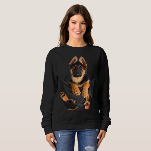 Funny German Shepherd Dog In Pocket Trui (Voorkant volledig)