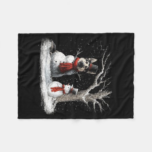 Funny German Shepherd Dog In The Snow Tree Christm Fleece Deken (Voorkant (Horizontaal))