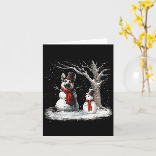Funny German Shepherd Dog In The Snow Tree Christm Kaart (Gele Bloem)