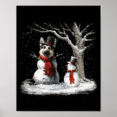 Funny German Shepherd Dog In The Snow Tree Christm Poster (Voorkant)