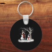 Funny German Shepherd Dog In The Snow Tree Christm Sleutelhanger (Voorkant)