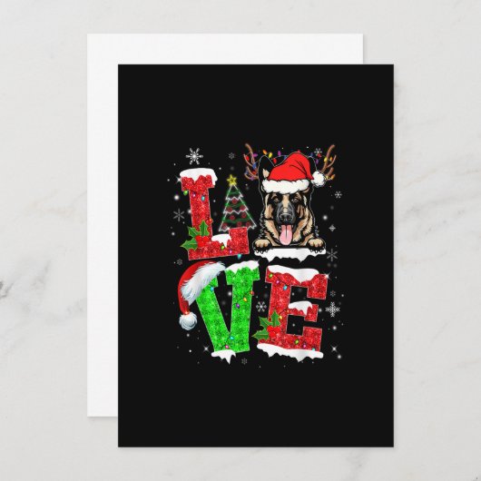 Funny German Shepherd Dog Tree kerstlampjes Xm Kaart (Voorkant / Achterkant)