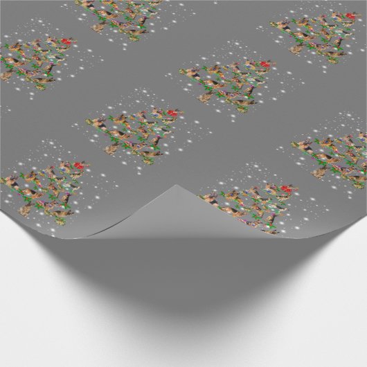 Funny German Shepherd kerstboom Decor Ormenmense Cadeaupapier (Hoek)