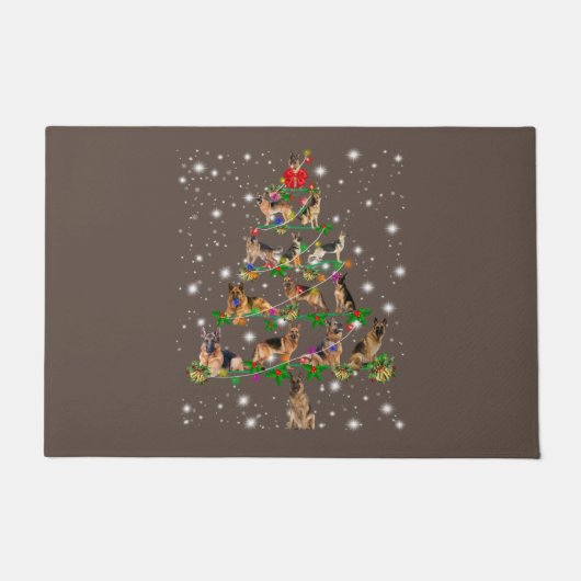Funny German Shepherd kerstboom Decor Ormenmense Deurmat (Voorkant)