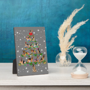 Funny German Shepherd kerstboom Decor Ormenmense Fotoplaat