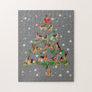 Funny German Shepherd kerstboom Decor Ormenmense Legpuzzel