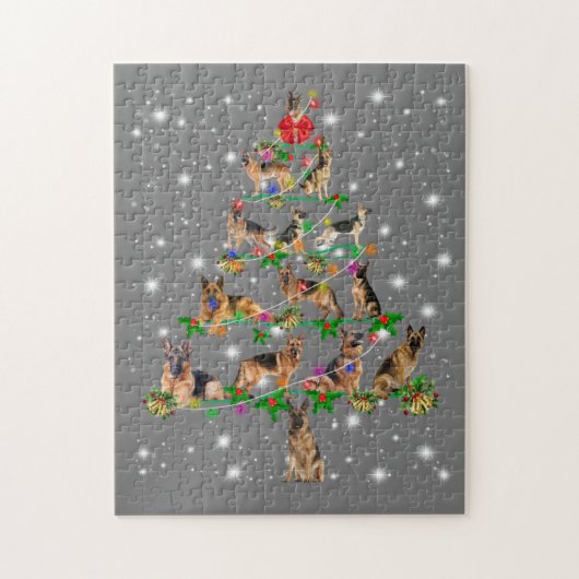 Funny German Shepherd kerstboom Decor Ormenmense Legpuzzel (Verticaal)