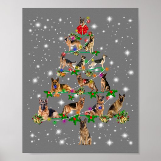 Funny German Shepherd kerstboom Decor Ormenmense Poster (Voorkant)