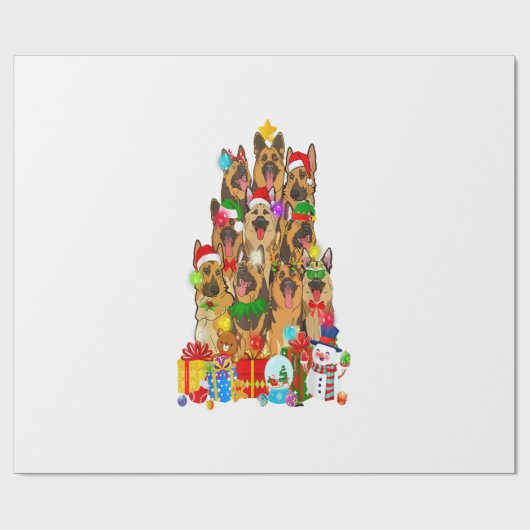 Funny German Shepherd KerstTree Lights Gift Cadeaupapier (Vlak)